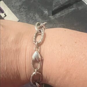 Silver tone Heart Link Bracelet
